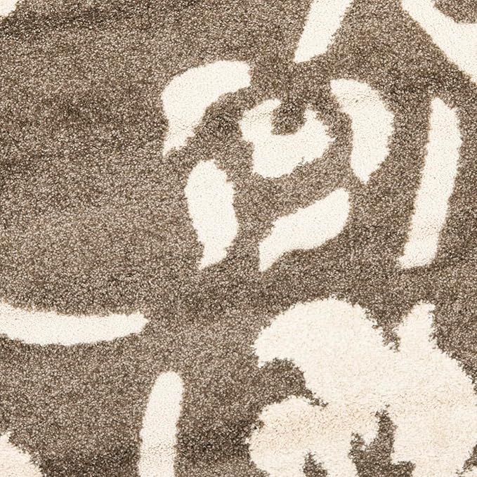 SAFAVIEH Florida Shag Collection 6'7" Round Smoke / Beige SG458 Floral Non-Shedding Living Room Bedroom Dining Room Entryway Plush 1.2-inch Thick Area Rug
