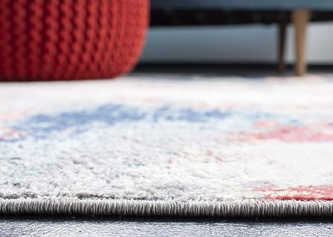 SAFAVIEH Jasper Collection Accent Rug - 4' x 6', Grey & Red, Modern Abstract Design, Non-Shedding & Easy Care, Ideal for High Traffic Areas in Entryway, Living Room, Bedroom (JSP101C)