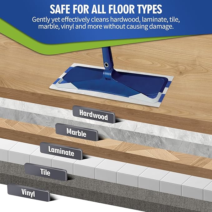 Disposable Wet Cleaning Pads for Hardwood Floor Compatible with Bona Mops, Multi-Surface Floor Household Replacement Mopping Cloths Refills, Unscented, 30 Count