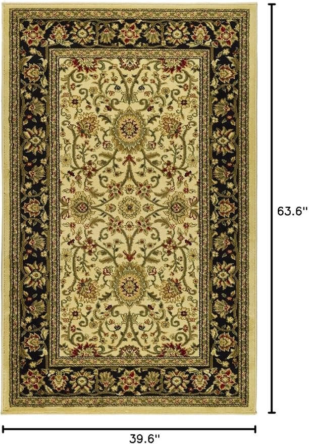 SAFAVIEH Lyndhurst Collection Accent Rug - 3'3" x 5'3", Ivory & Black, Traditional Oriental Design, Non-Shedding & Easy Care, Ideal for High Traffic Areas in Entryway, Living Room, Bedroom (LNH212B)