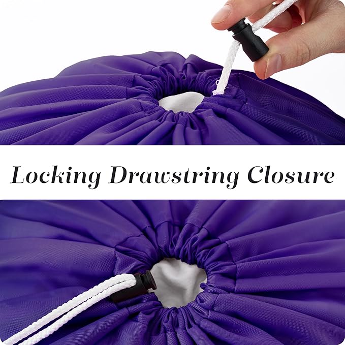 Nylon XL Laundry Bag - Locking Drawstring Closure and Machine Washable. These Bags will Fit a Laundry Basket or Hamper and Strong Enough to Carry up to Three Loads of Clothes (Purple)