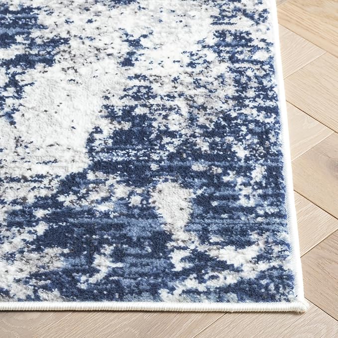 SAFAVIEH Amelia Collection Area Rug - 10' x 14', Ivory & Navy, Modern Abstract Design, Non-Shedding & Easy Care, Ideal for The Living Room, Dining, Bedroom (ALA705A)