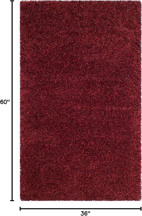 SAFAVIEH Santa Monica Shag Collection 3' x 5' Maroon SGN725 Solid Non-Shedding Living Room Bedroom Dining Room Entryway Plush 2-inch Thick Area Rug