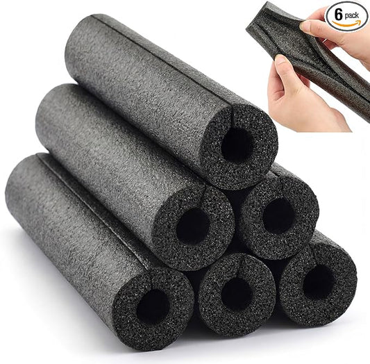 Amylove 6 Pcs 1 Feet Foam Pipe Insulation Foam Tube Insulating Water Pipe Pool Swim Noodles Heat Preservation Pipes Covers for Tubing Outdoor Freeze Protection(Black,1/2 Inch)