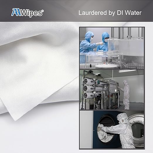 AAwipes Knitted Microfiber Cleanroom Wipers 9"x9" (Bag of 100 Pcs, 180gsm) Superfine Polyester-Polyamide Lint Free Cloths for Fiber Optics, Ultrasonically Sealed Edge, Class 100 Cloths (MF18009)