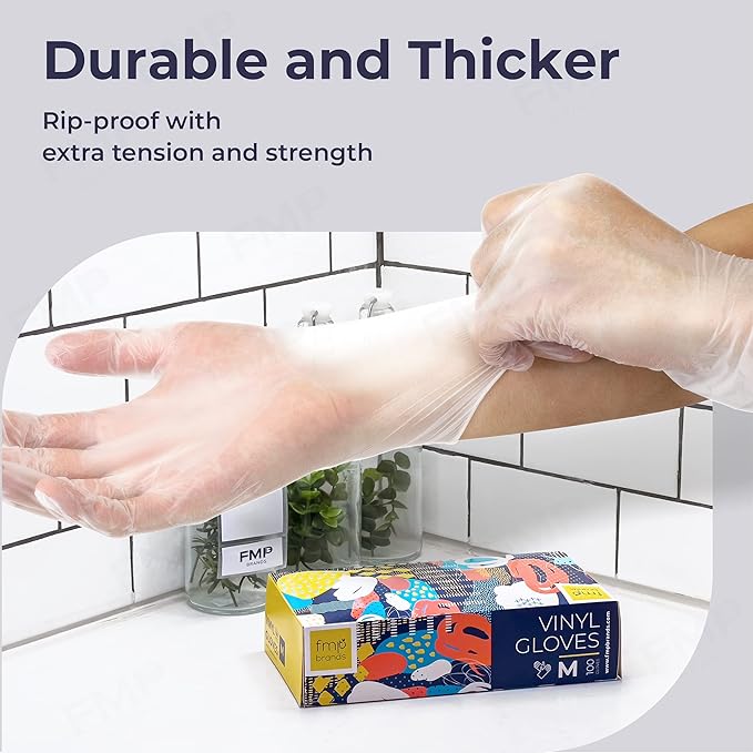 Fit Meal Prep 1000 Pack Disposable Latex Free Medium Vinyl Food Prep Gloves - Powder Free, Ideal for Kitchen, Bathroom, Household, Gardening