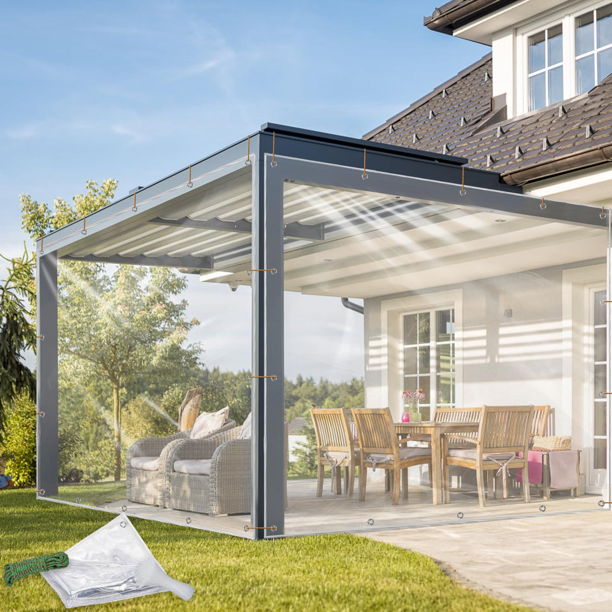 Clear Tarps Heavy Duty Waterproof 5x7 FT, 14Mil Thickened Vinyl - Image 1