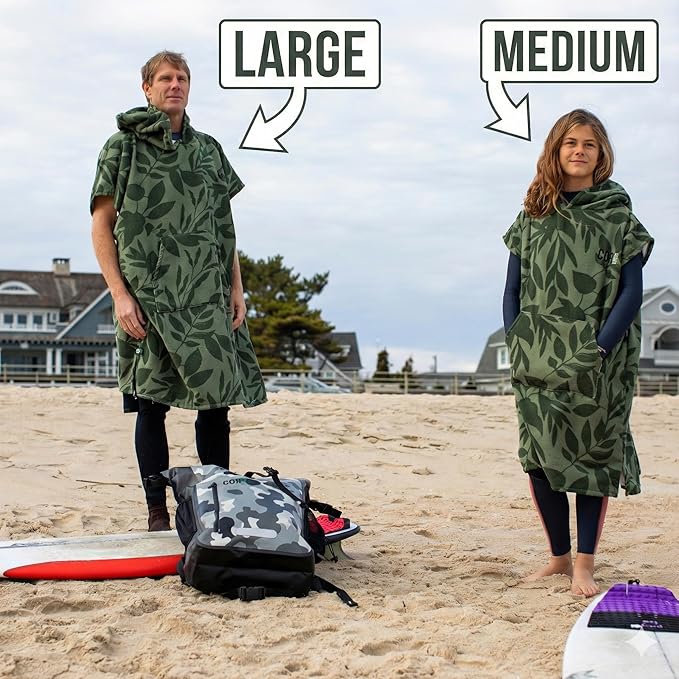 COR Surf Poncho Changing Towel Robe with Hood and Front Pocket | Thick Quick Dry Microfiber Wetsuit Poncho Towel for Surfing Beach Pool Swim (Medium, Kona)
