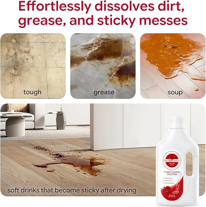 Floor Cleaner Compatible with Tineco Cleaning Solution, Suitable with All Robotic Vacuum Mop and Cordless Wet/Dry Vacuum Mop Cleaner, Multi-Surface Deodorizing & Cleaning Solution (1 L, Rose)