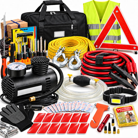 Car Roadside Emergency Kit, with Jumper Cables Automotive Kit - Image 1