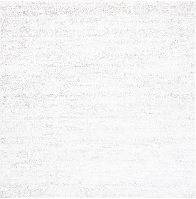 SAFAVIEH Berber Shag Collection Area Rug - 5'5" Square, Ivory & Light Grey, 1.2-inch Thick Ideal for High Traffic Areas in Living Room, Bedroom (BER563F)