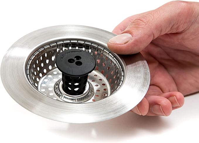 SinkShroom Revolutionary Clog-Free Sink Strainer Basket, 2-Pack, Stainless Steel + SinkShroom Ultra Revolutionary Bathroom Sink Drain Protector, Stainless Steel with Stopper