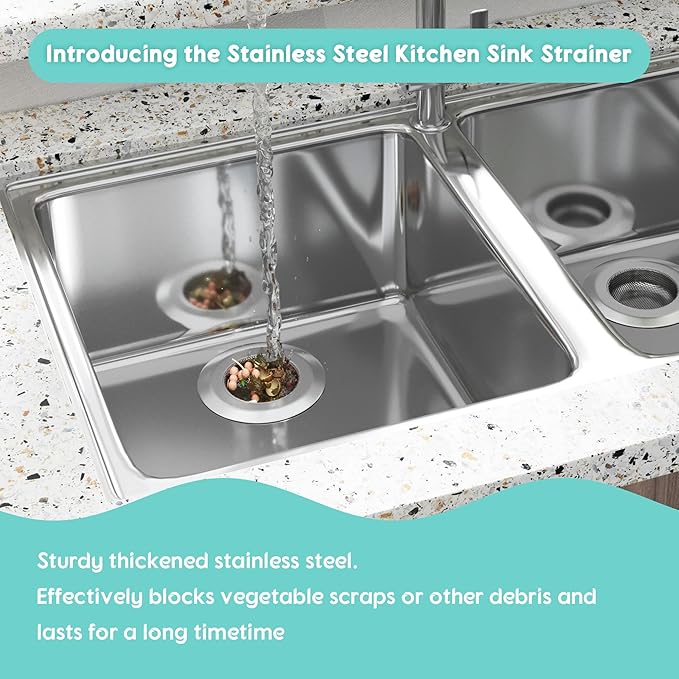 2Pack Sink Protector Grid 13.7''x11.6''x1'', Stainless Steel Sink Protectors for Kitchen Sink with Center Drain Hole, Anti-rust Metal Sink Bottom Grid With 2Pack Sink Strainers