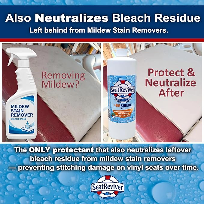 Necessity Boat Care Kit | Marine Mildew Stain Remover & Protectant + Neutralizer Bundle for Boat Seats, Vinyl & Plastic