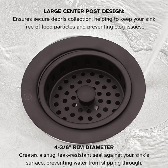 Westbrass R214-12 3-1/2-Inch Large Post Style Kitchen Sink Basket Strainer, Oil Rubbed Bronze