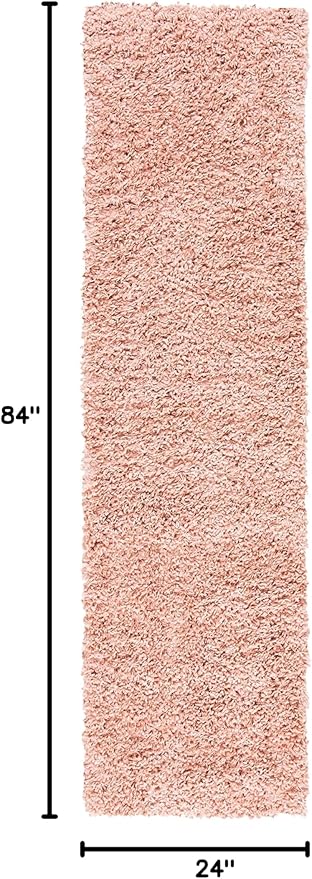 SAFAVIEH August Shag Collection Runner Rug - 2' x 7', Rose, Solid Design, Non-Shedding & Easy Care, 1.5-inch Thick Ideal for High Traffic Areas in Living Room, Bedroom (AUG200X)