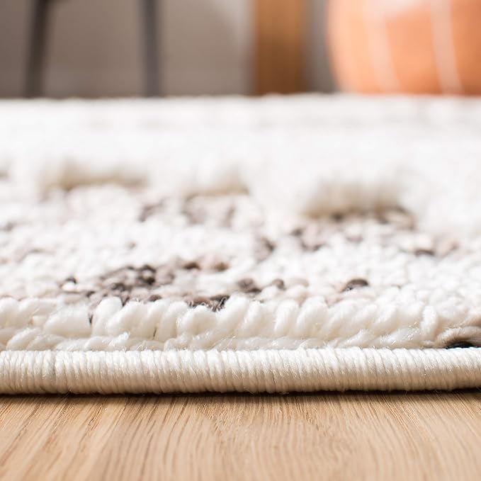 SAFAVIEH Moroccan Tassel Shag Collection Runner Rug - 2'3" x 10', Ivory & Brown, Boho Design, Non-Shedding & Easy Care, 2-inch Thick Ideal for High Traffic Areas in Living Room, Bedroom (MTS652A)