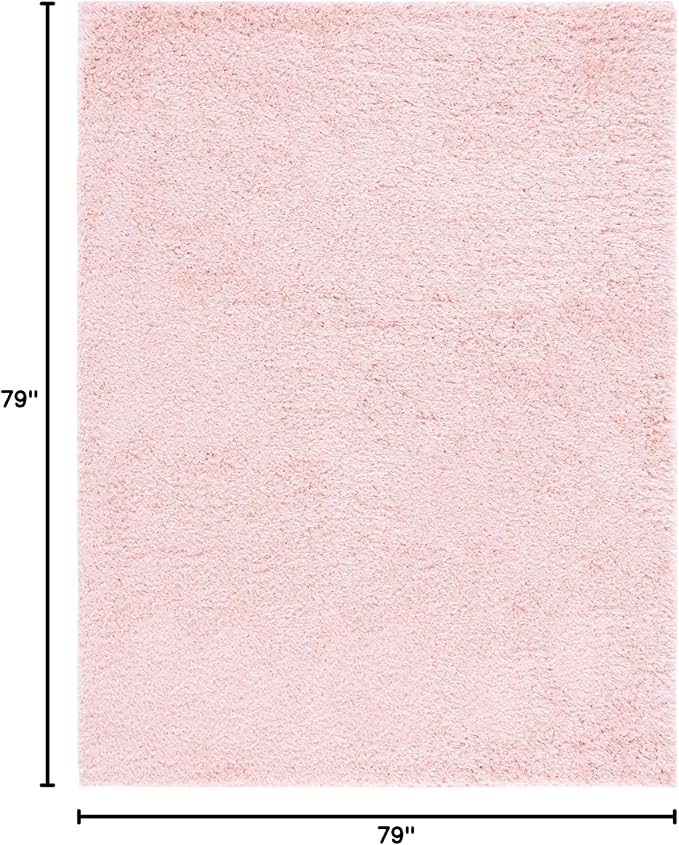 SAFAVIEH Lindsay Shag Collection Square Rug - 6'7" Square, Pink, Contemporary Design, Ideal for High Traffic Areas in Bedroom, Dining Room & Kitchen (LNS560U-7SQ)