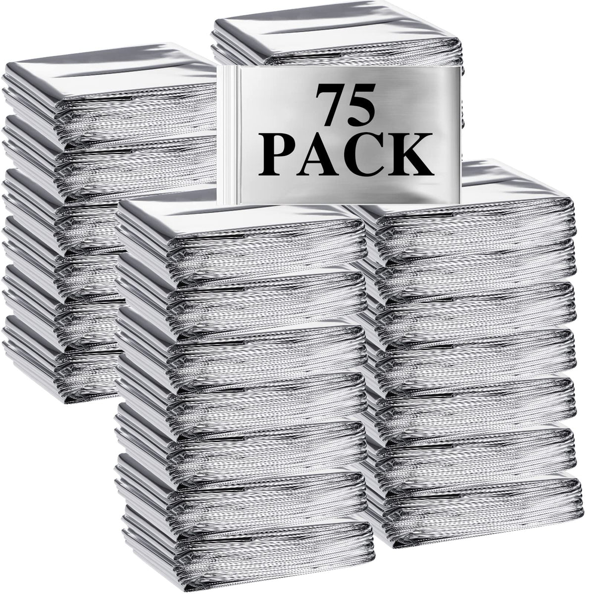 75 Pack Emergency Blankets, Thermal Space for Survival - Image 1