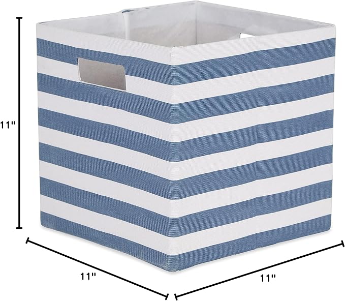 DII Polyester Cube Storage Collection Hard Sided Collapsible, 11x11x11, French Blue