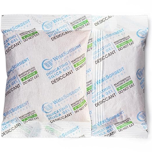 5Pcs 100g Rechargeable Desiccant Packs, Indicating Silica Gel Packets, Moisture Absorbers for Storage, Gun Safe Dehumidifiers
