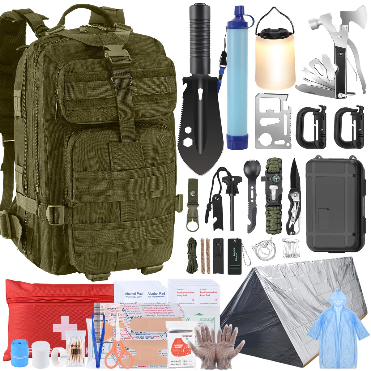 258-Piece Emergency Survival Kit, Outdoor Camping & - Image 1