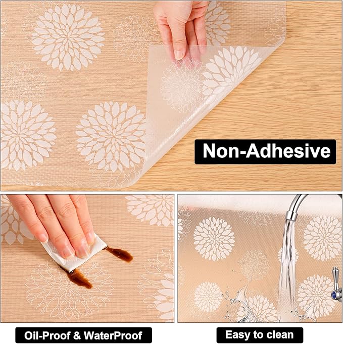 Cooyes Shelf and Drawer Liners for Kitchen Cabinets, Non Adhesive Cabinet Liner, EVA Waterproof Durable Non-Slip Drawer Mats for Shelves, Refrigerator, Storage, Desks（11.8" W x 360" L）