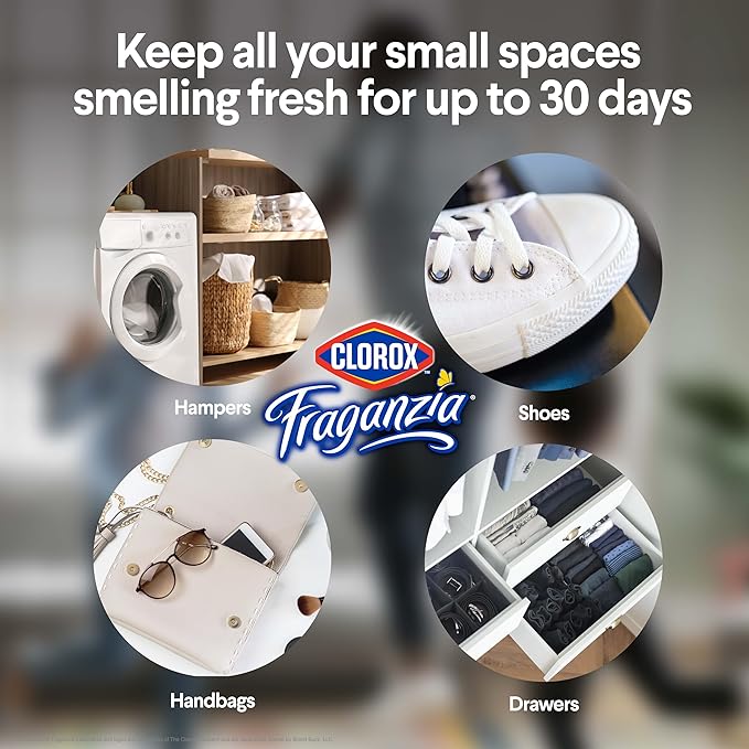 Clorox Fraganzia Deodorizing Balls for Shoes & Small Spaces, Battery-Free No-Plug Air Freshener Pods, Twist-to-Activate Odor Refresher for Gym Bags, Lockers & Drawers, Fresh Ocean Breeze, 6 Count