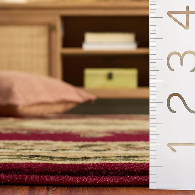SAFAVIEH Lyndhurst Collection Area Rug - 9' x 12', Red & Ivory, Traditional European Medallion Design, Non-Shedding & Easy Care, Ideal for High Traffic Areas in Living Room, Bedroom (LNH218C)