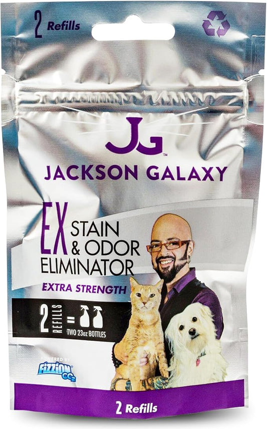 Jackson Galaxy: EX Stain & Odor Eliminator - Pet Urine Remover - 2pk Refill Tablets - 50% More Mojo - Eliminates Pet Stains & Odors Quickly - Works On Multiple Surfaces - Non-Toxic Formula