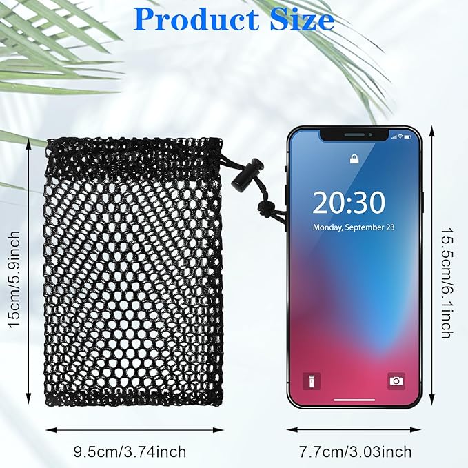 10 Pack Small Mesh Bags, 5.9 x 3.7 Inch Black Mesh Drawstring Bag Mini Nylon Net Bags with Drawstrings Small Travel Stuff Bags for Mini Stuff