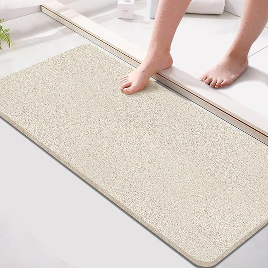 godehone Shower Mats Non Slip Without Suction Cups, PVC Loofah Bathroom Mats, Loofah Mats for Shower and Bathroom, Quick Drying, 15.7× 36 Inch, Beige