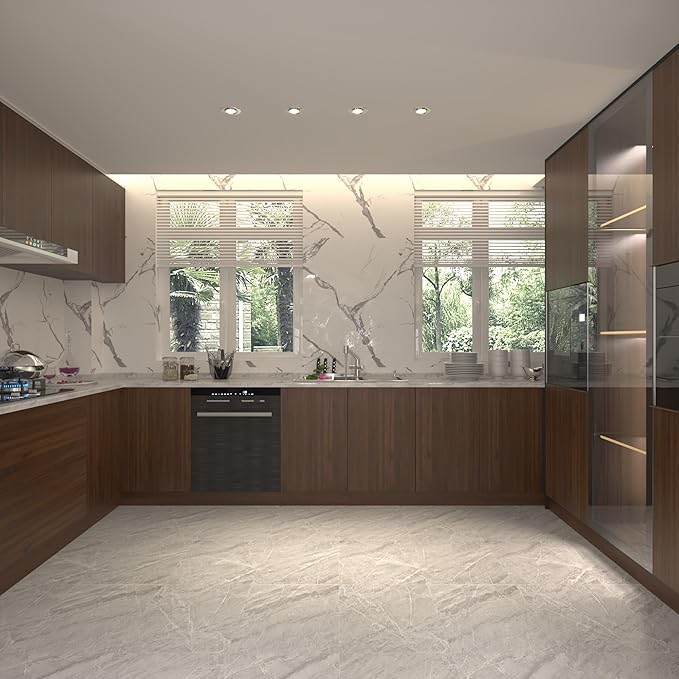 BOMENG Large Walnut Wood Wallpaper Peel and Stick Matte 32"x591" Dark Brown Wood Contact Paper Waterproof Removable Faux Wood Grain Vinyl Wrap Countertop Paper for Drawer Liner Cabinets Walls Desk