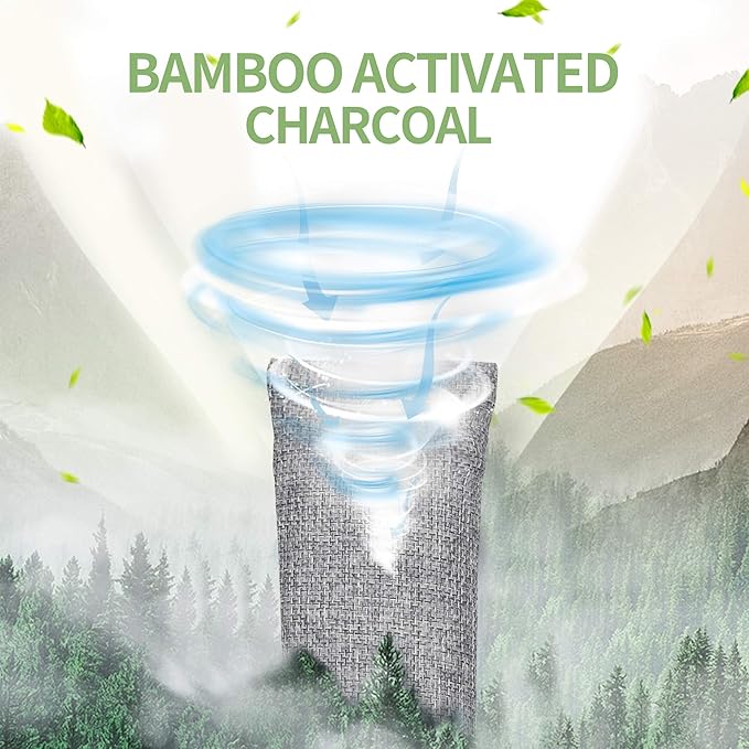 6 Pack Bamboo Charcoal Air Purifying Bag, Activated Charcoal Bags Odor Absorber, Moisture Absorber, Natural Car Air Freshener, Shoe Deodorizer, Odor Eliminators For Home, Pet, Closet