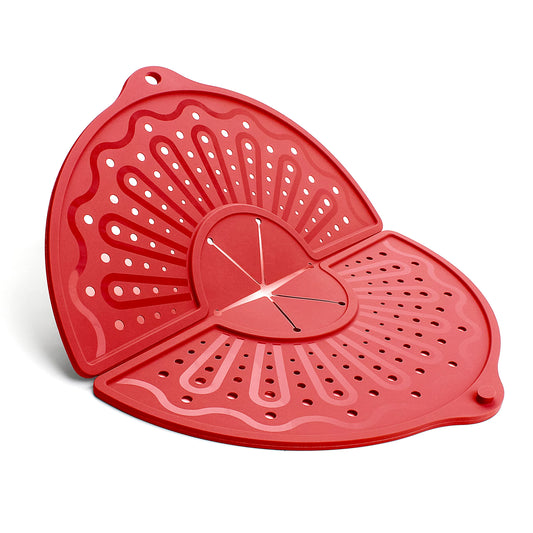 Foldable Silicone Splatter Screen for 10-12" Pans, BPA-Free, Red - Image 1