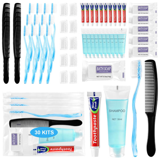 30 Sets Hygiene Kit for Homeless in Bulk, Travel Size Toiletries - Image 1