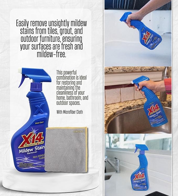 3x x14 Professional Instant Stain Remover Bundle with Microfiber Towel – No-Scrub Formula for Removing Stains on Hard Surfaces, Tile, Grout, and Vinyl – Gift Set (4 Items)