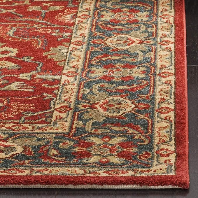 SAFAVIEH Mahal Collection Runner Rug - 2'2" x 8', Red & Navy, Traditional Oriental Design, Non-Shedding & Easy Care, Ideal for High Traffic Areas in Living Room, Bedroom (MAH693F)