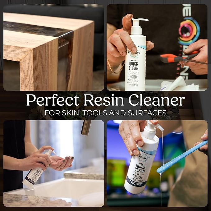 Promise Epoxy Resin Quick Clean Remover 8 oz - Ideal for Removing Uncured Resin, Cleaning Work Surfaces, Tools & Mold Cleaner with Eco-Friendly Formula – Perfect for Cleaning Tools