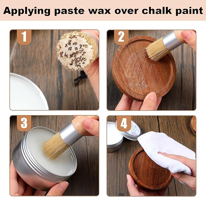 Furniture Finishing Wax Paint Wax Sealer Clear with 2 Brush Set 7 oz for Clear Chalk Sealing Wood Surfaces Interior Furniture Protective Painting Waxing Wooden Floor Cabinet Home Accessories