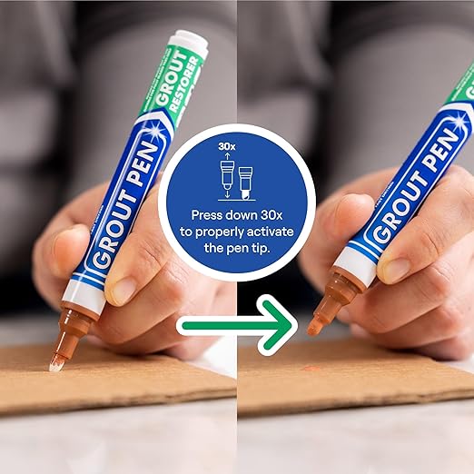 Grout Pen Tile Grout Paint Marker: Waterproof Tile Grout Paint Pen Colorant, Grout Shine Touch Up & Renew - Terracotta, Wide 15mm Tip (20mL)