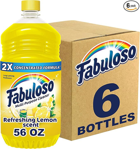 Fabuloso Multi-Purpose Cleaner 2X Concentrated, Refreshing Lemon- 56 fl oz(Pack of 6)