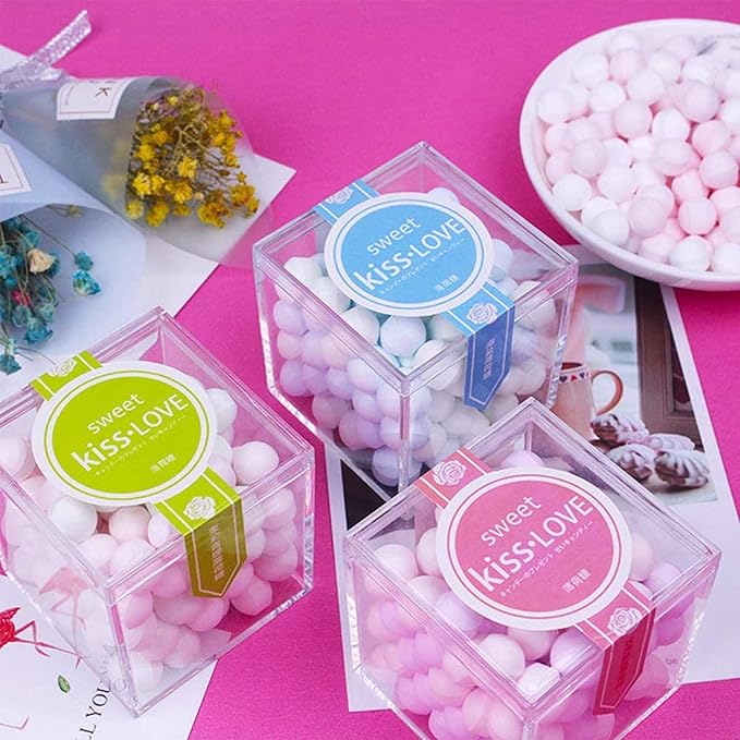 KissYou Acrylic Box with Lid 2 Pieces Clear Square Cube Jewelry Storage Box Small Plastic Containers for Weddings, Candies & Accessories