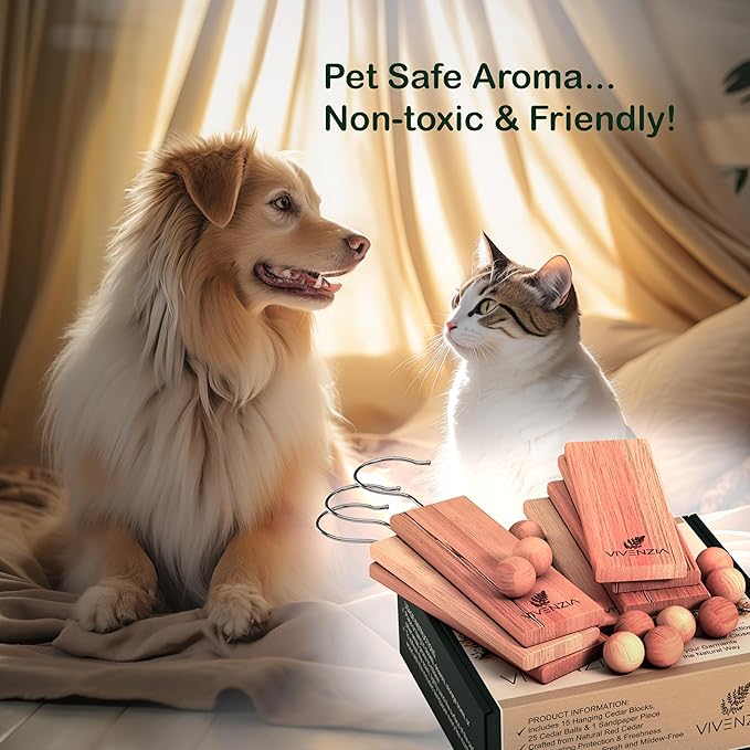 Cedar Blocks for Closet -40 pcs (15 Hang-ups & 25 Balls)- Aromatic Cedar for Closets, Natural Closet Smell Eliminator, Natural Closet Deodorizer, Drawer Fresheners for Dresser.