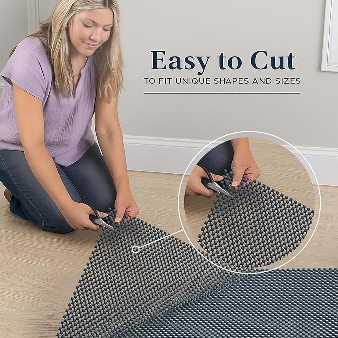 Veken 4x6 Ft Rug Pad Gripper for Hardwood Floors, Non Slip Dark Blue Rug Pads for Area Bedroom Rugs, Thick Rug Grippers for Tile Floors, Under Carpet Anti Skid Mat, Keep Your Rugs Safe and in Place