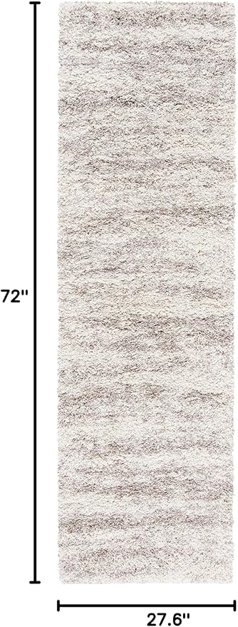 SAFAVIEH Hudson Shag Collection Runner Rug - 2'3" x 6', Ivory & Beige, Modern Design, Non-Shedding & Easy Care, 2-inch Thick Ideal for High Traffic Areas in Living Room, Bedroom (SGH206B)