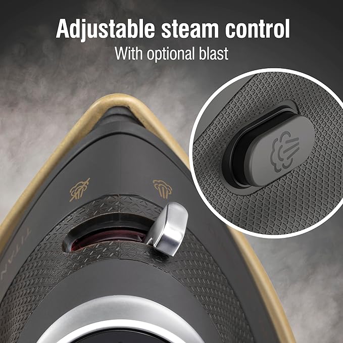 CHI Mini Steam Iron for Clothes, Sewing, Crafting and Travel with Titanium Infused Ceramic Soleplate, 1000 Watts, XL 10’ Cord, 3-Way Auto Shutoff, Portable, Vacation Essentials, Black (13120)