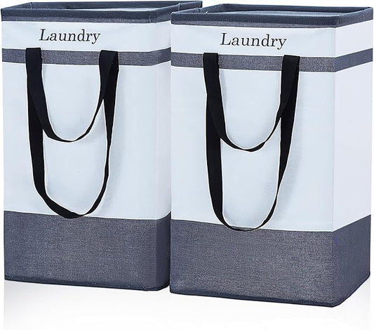FairyHaus Laundry Basket 78L, 2Pack Laundry Hamper with Easy Carry Handles, Collapsible Laundry Baskets Hampers for Bathroom Clothes Storage Black