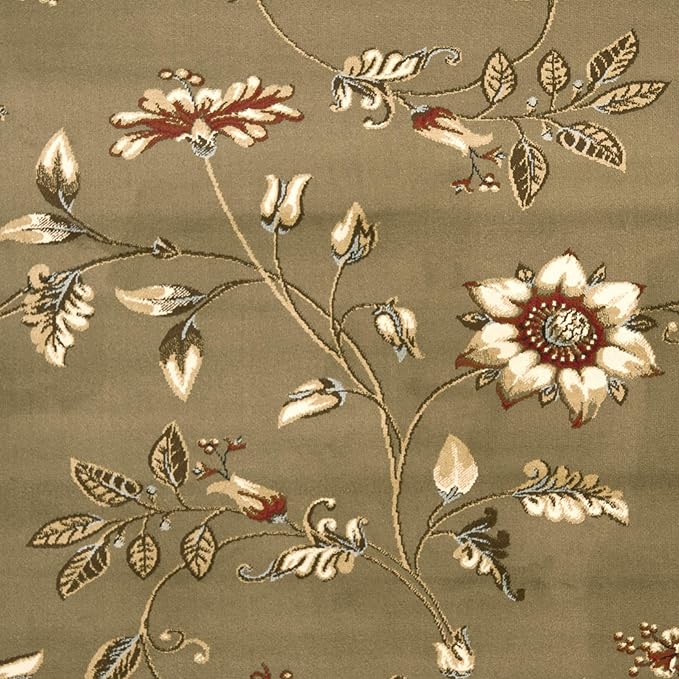 SAFAVIEH Lyndhurst Collection Area Rug - 5'3" x 7'6", Green & Multi, Traditional Floral Design, Non-Shedding & Easy Care, Ideal for High Traffic Areas in Living Room, Bedroom (LNH552-5291)