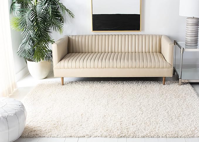 SAFAVIEH August Shag Collection Accent Rug - 4' x 6', Ivory, Solid Design, Non-Shedding & Easy Care, 1.5-inch Thick Ideal for High Traffic Areas in Entryway, Living Room, Bedroom (AUG200C)